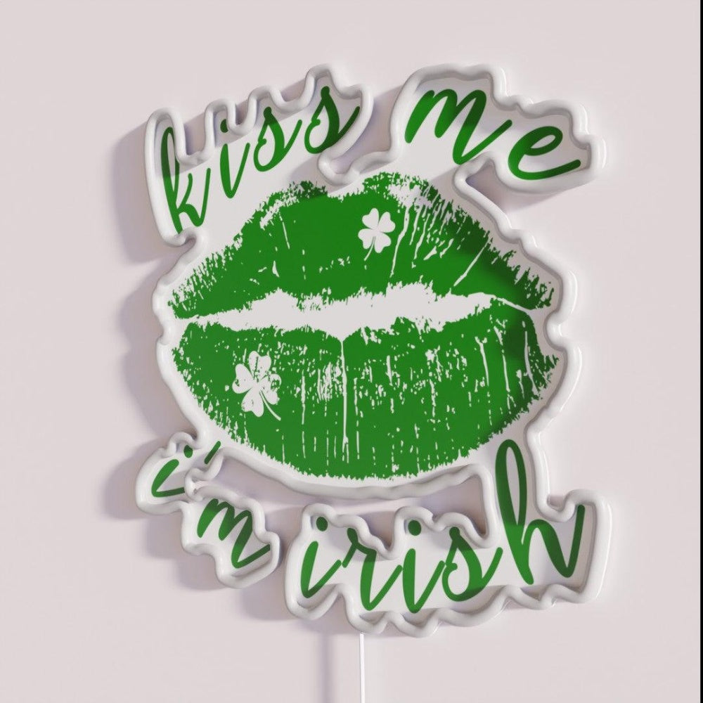 Kiss Me Im Irish Happy St Patricks Day Rgb Led Neon Sign