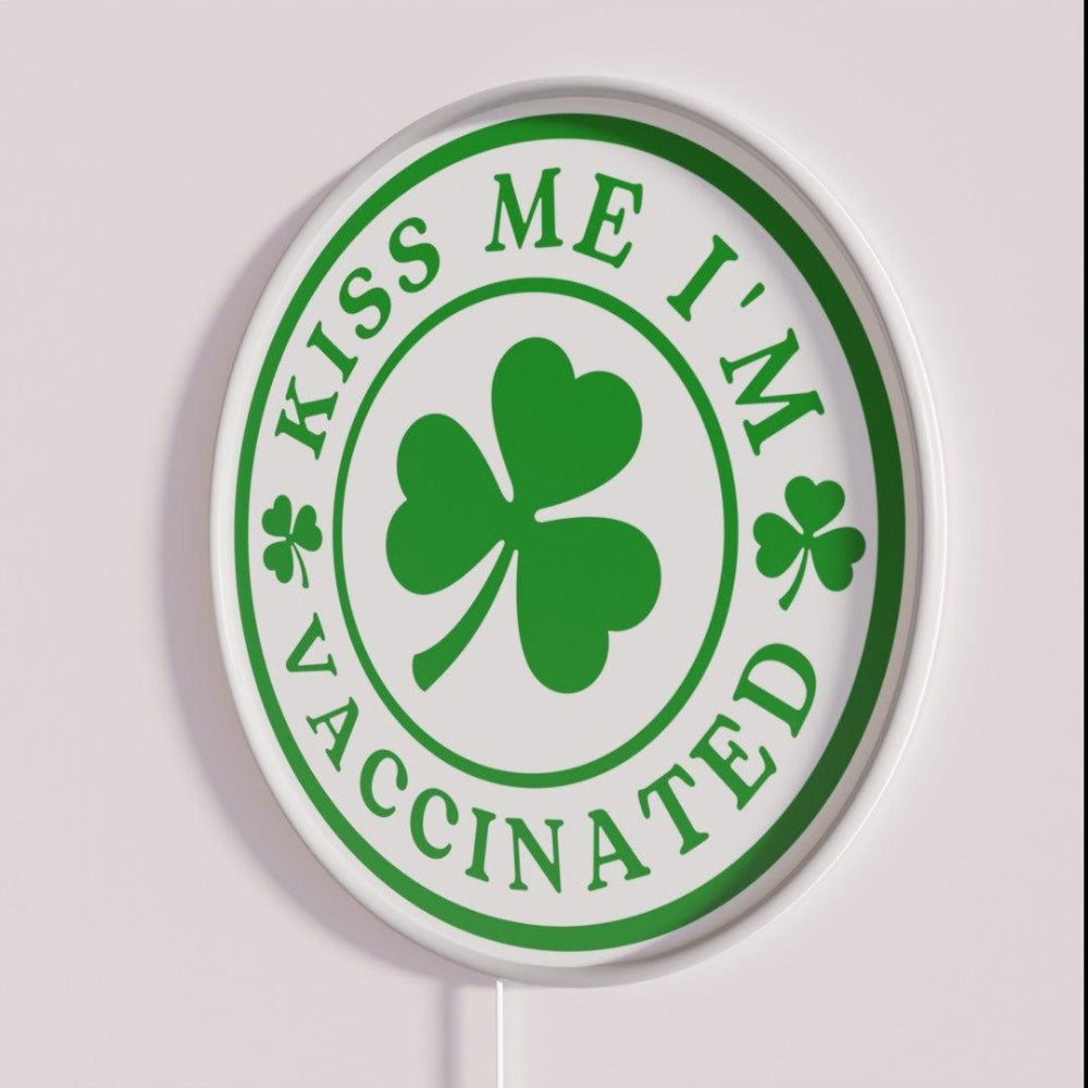 Kiss Me Im Vaccinated Rgb Led Neon Sign - Neon sign mounted on wall in room