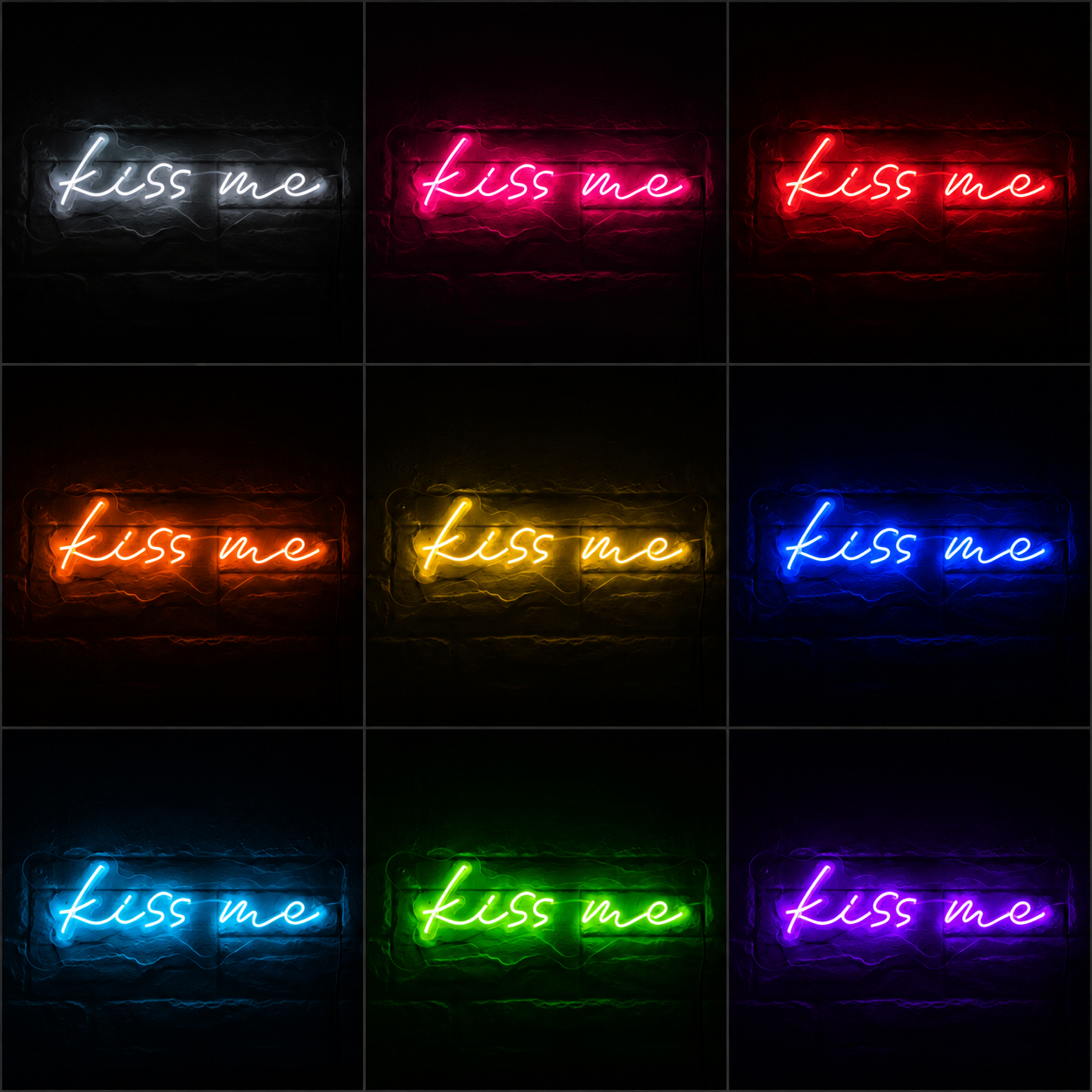 Kiss Me LED Neon Sign Bedroom Wall Art - 05 Color Grid