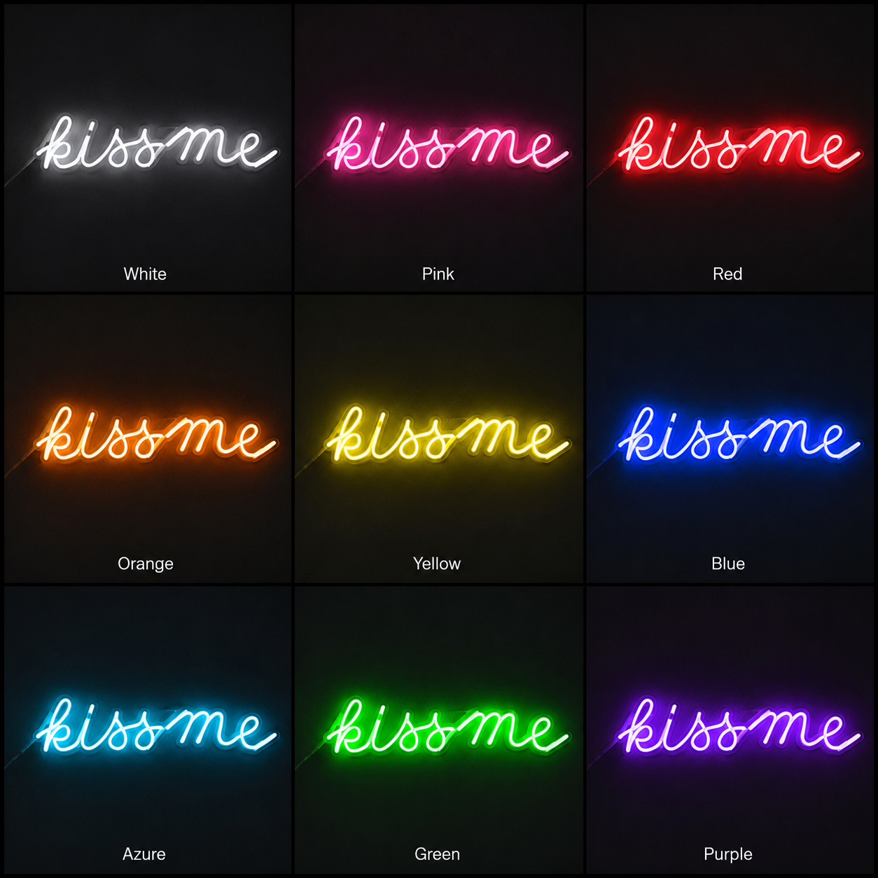 Kiss Me LED Neon Sign Wall Neon Sign - 05 Color Grid