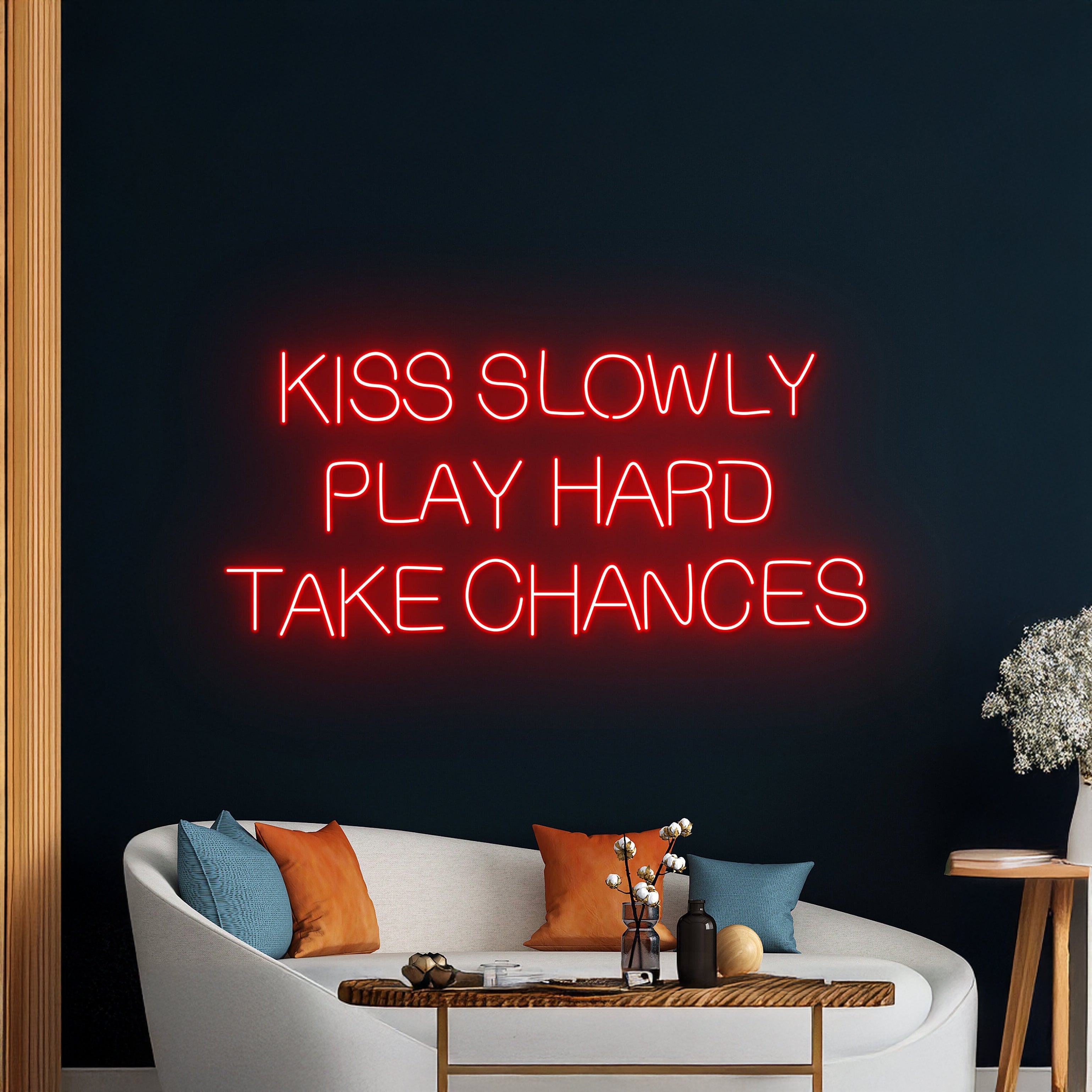 Kiss Slowly Play Hard Take Chances Led Sign | Shineneon