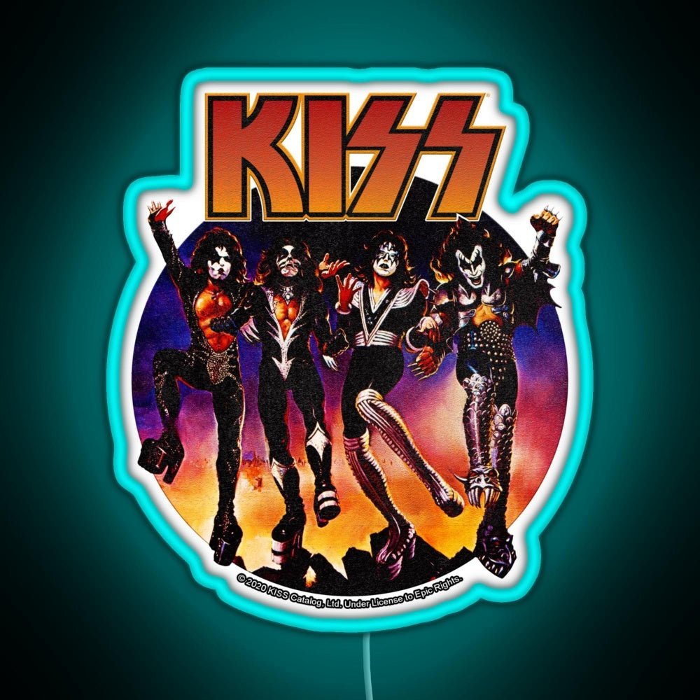 Kiss Vintage Design Rgb Led Neon Sign Pop Wall Art - Shineneon