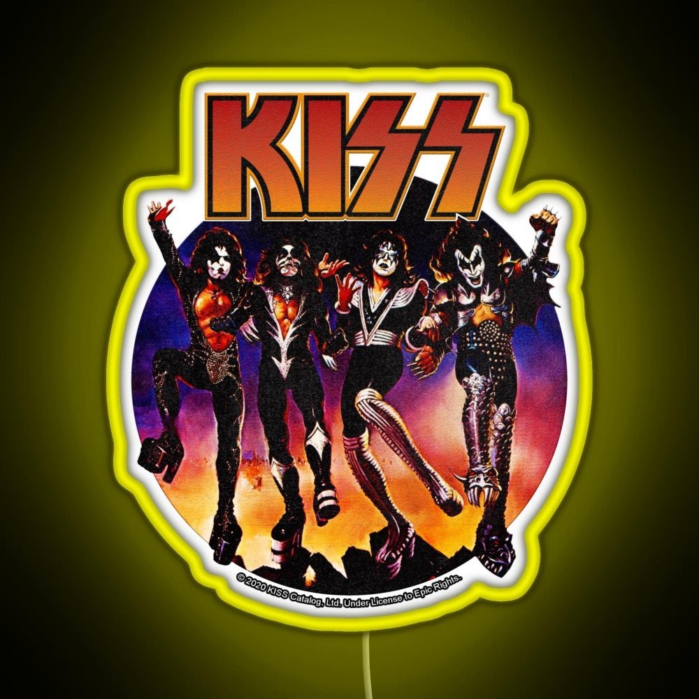 Kiss Vintage Design Rgb Led Neon Sign Pop Wall Art - Shineneon