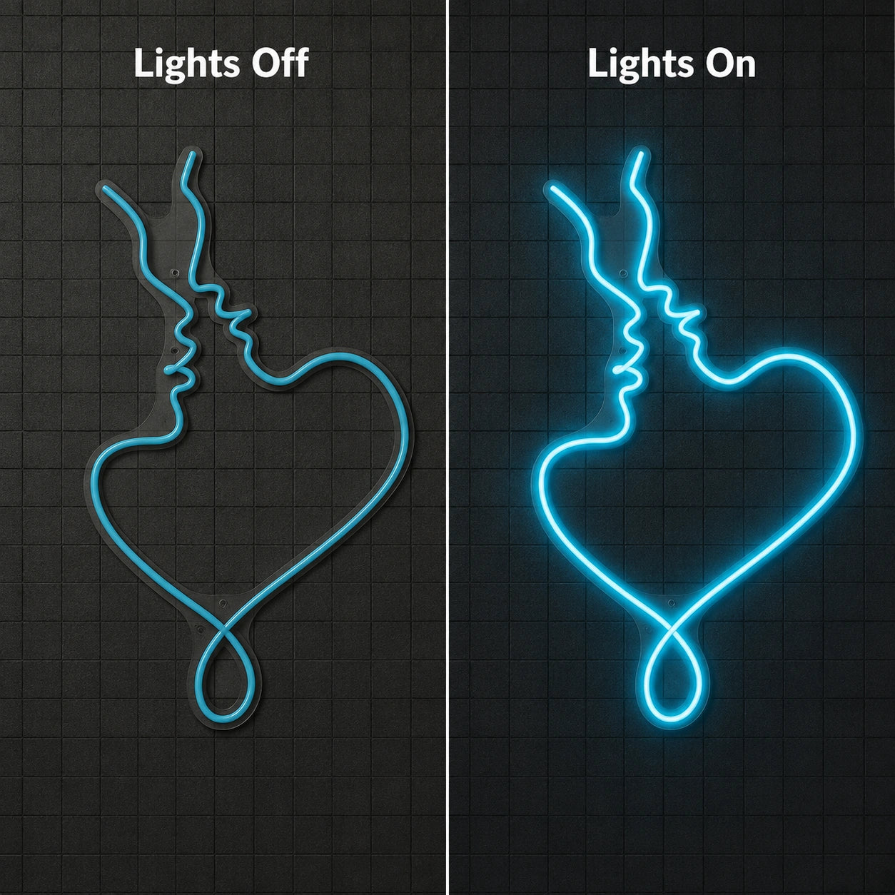 Kissing Couple Heart LED Neon Sign main product image