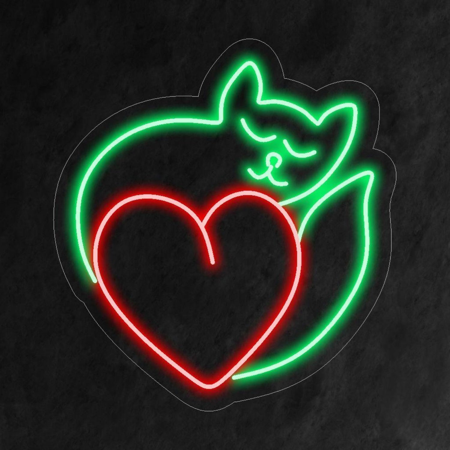 Kitten - Heart Led Neon Sign For Bedroom Cat Cafe Decor - Shineneon