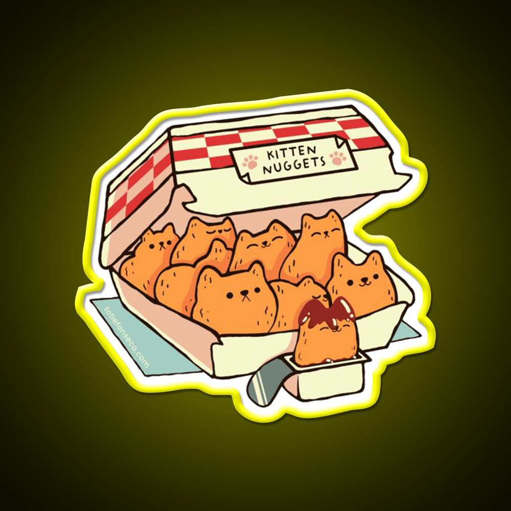 Kitten Nuggets Cat Fonseca Fast Food Led Neon Sign For Burger Place Rgb Color - Shineneon