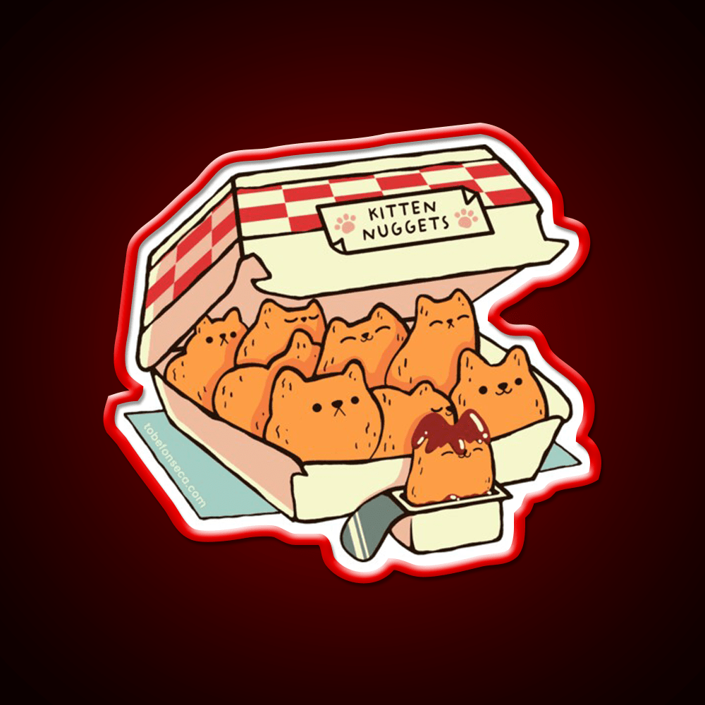 Kitten Nuggets Cat Fonseca Fast Food Led Neon Sign For Burger Place Rgb Color - Shineneon