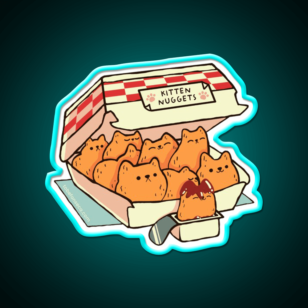 Kitten Nuggets Cat Fonseca Fast Food Led Neon Sign For Burger Place Rgb Color - Shineneon