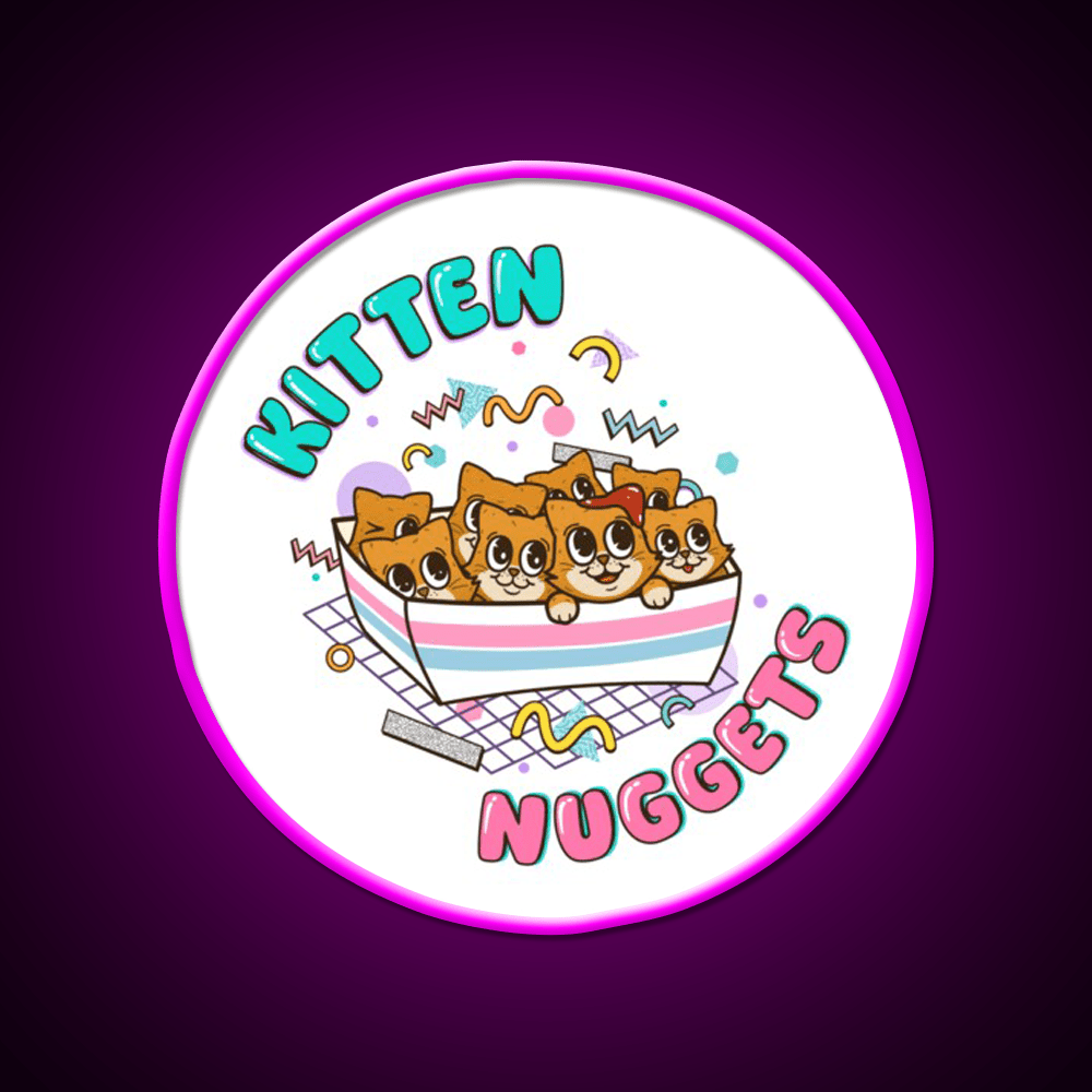 Kitten Nuggets Cute Funny 90S Fast Food Led Neon Sign For Burger Place Rgb Color - Shineneon