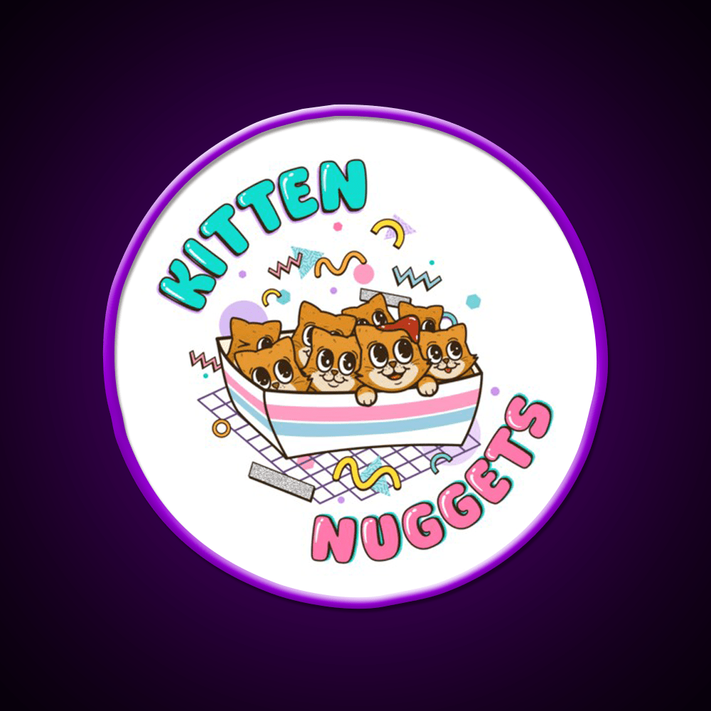 Kitten Nuggets Cute Funny 90S Fast Food Led Neon Sign For Burger Place Rgb Color - Shineneon