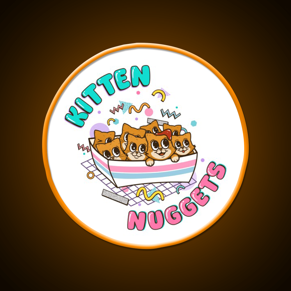Kitten Nuggets Cute Funny 90S Fast Food Led Neon Sign For Burger Place Rgb Color - Shineneon