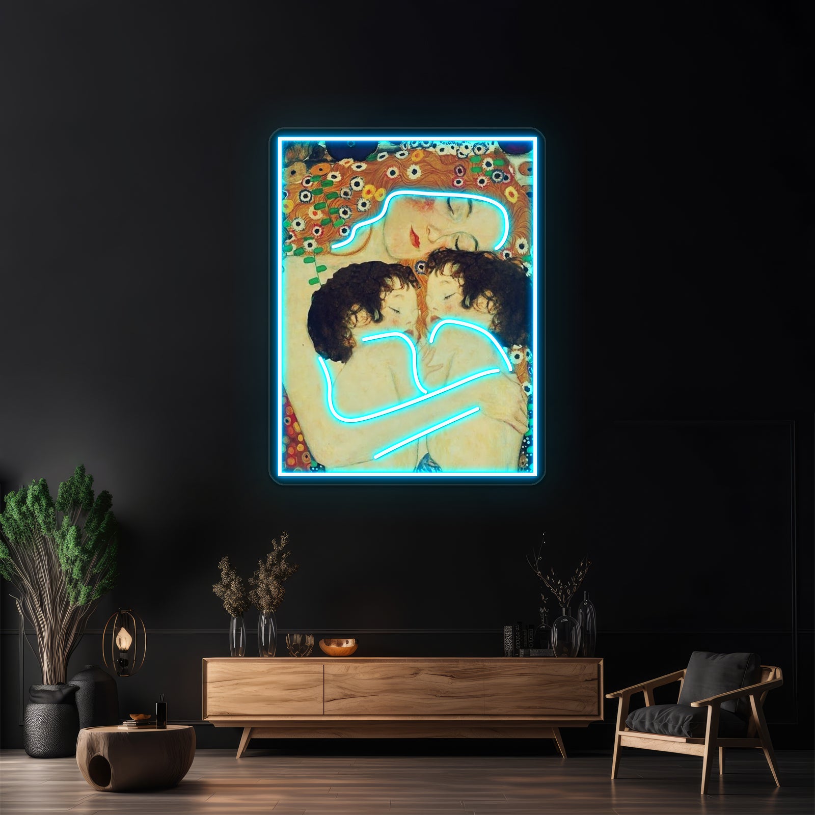 Klimt Three Ages Of Woman Mother And Child Wall Artwork Neon Signs | Shineneon