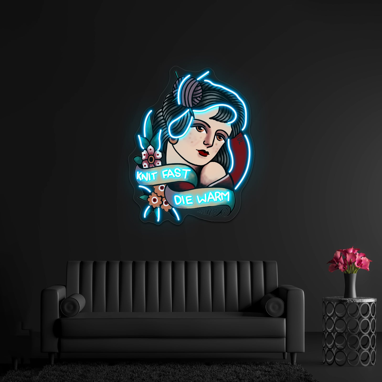 Knit Fast Die Warm Artwork Neon Signs For Sale | Shineneon