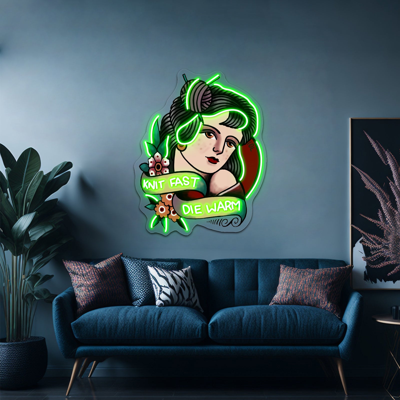 Knit Fast Die Warm Artwork Neon Signs For Sale | Shineneon