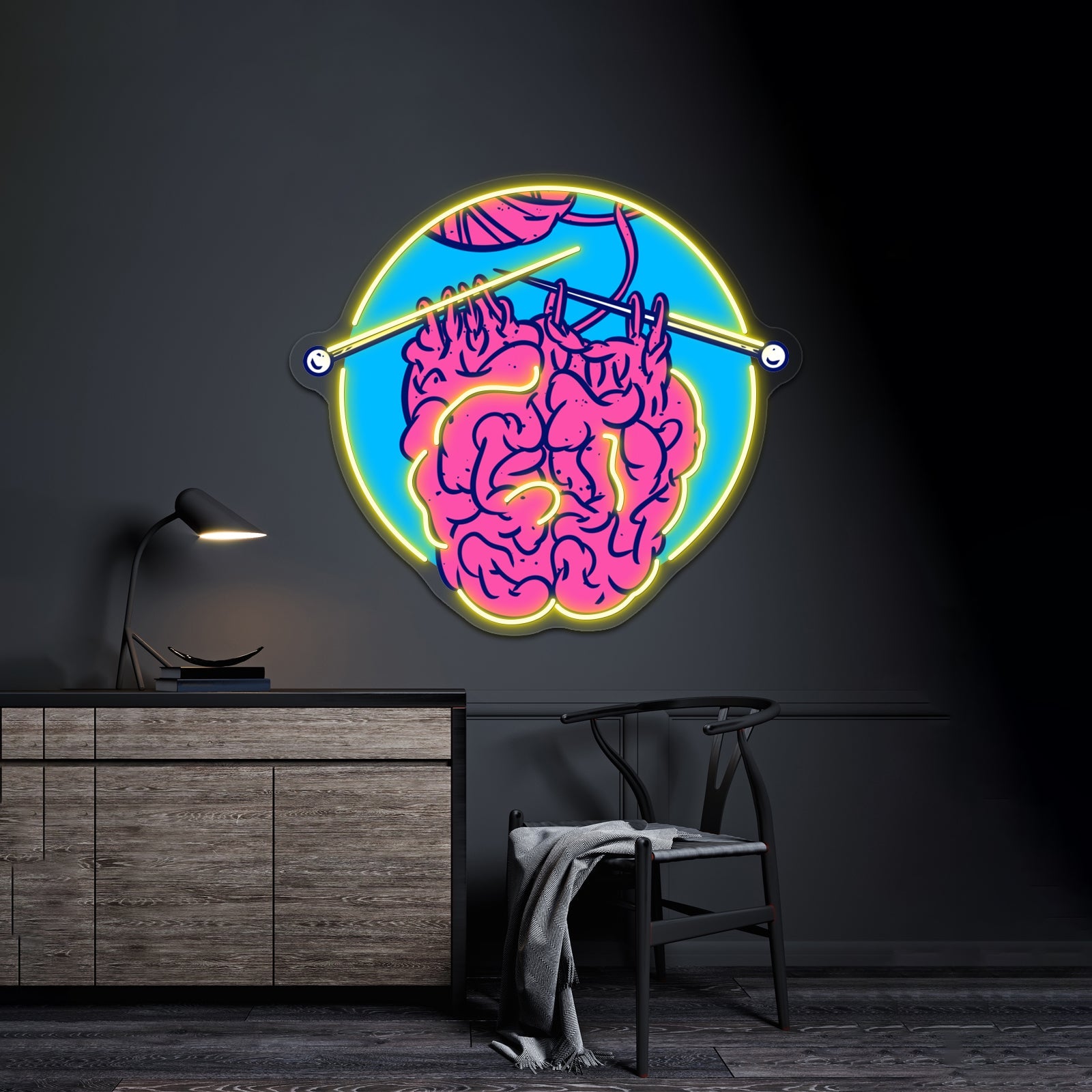 Knitting A Brain Artwork Neon Signs For Sale - Shineneon