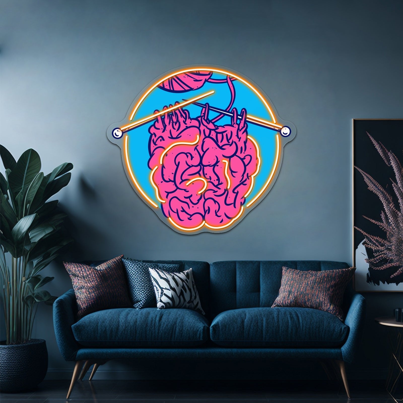 Knitting A Brain Artwork Neon Signs For Sale - Shineneon