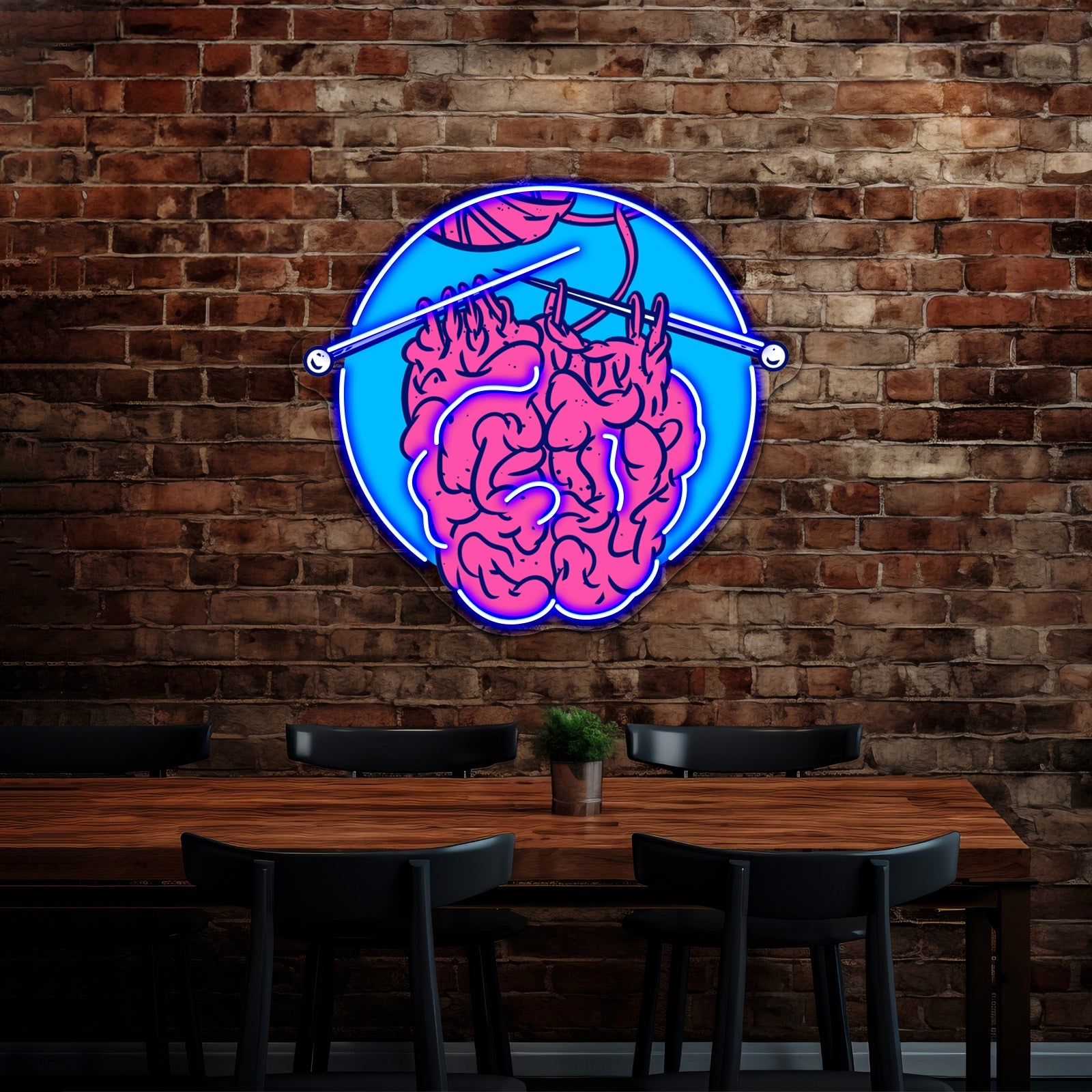 Knitting A Brain Artwork Neon Signs For Sale - Shineneon