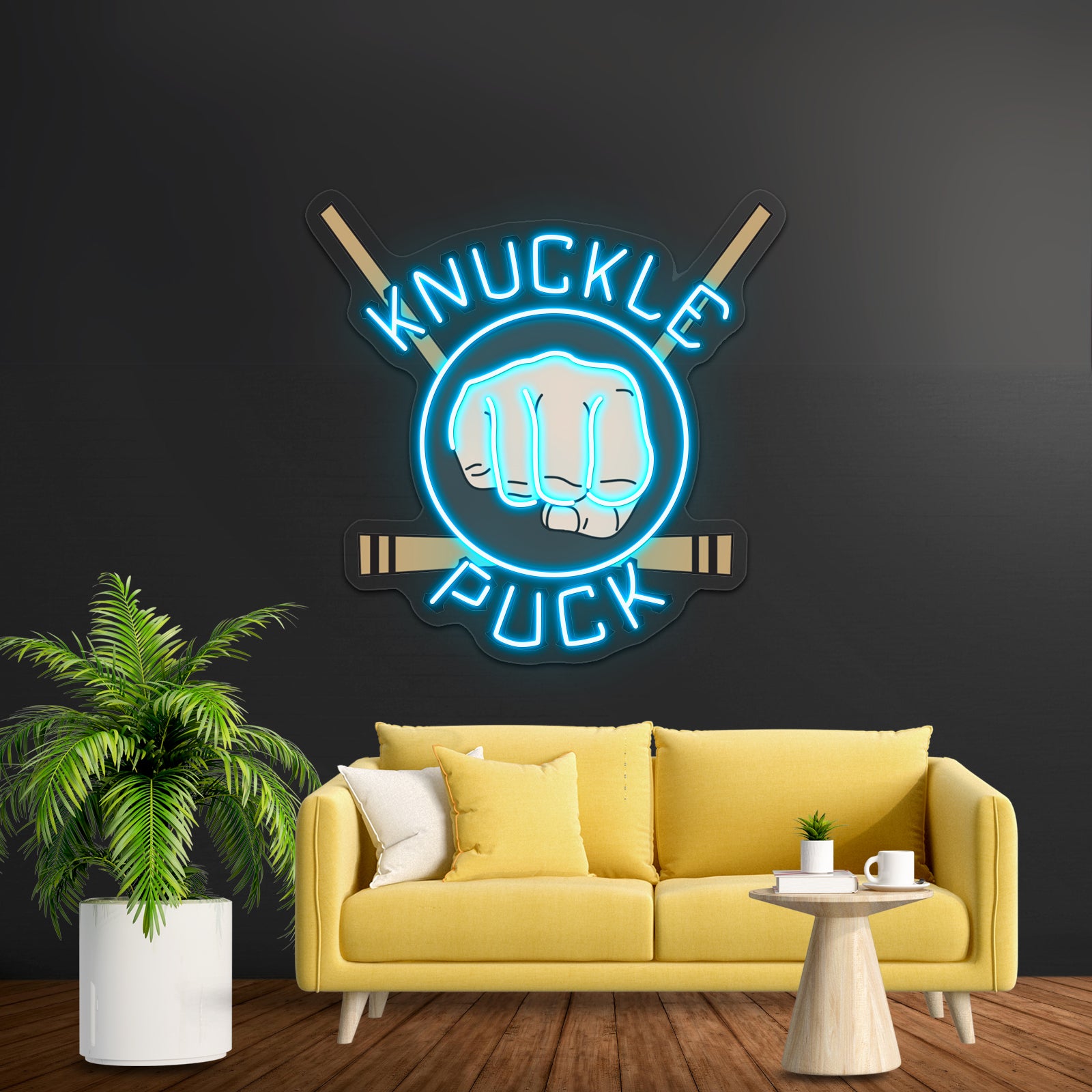 Knuckle Puck Hockey Design Artwork Neon Signs For Sale - Size and dimension reference