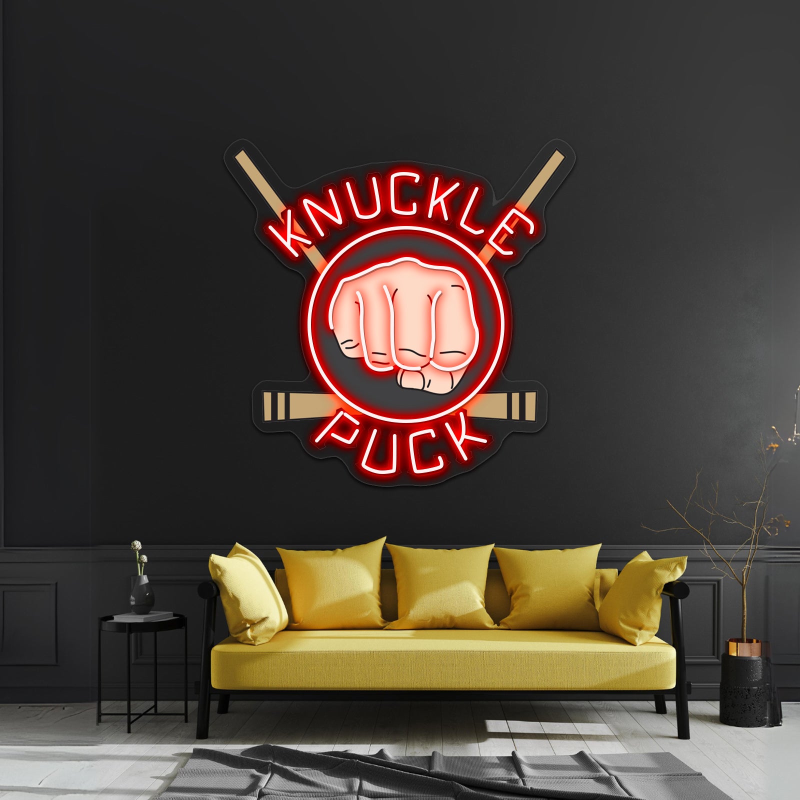 Knuckle Puck Hockey Design Artwork Neon Signs For Sale - Custom LED neon sign front view