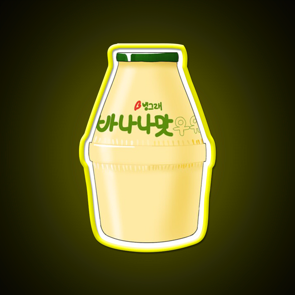 Korean Banana Milk Snack Food Led Neon Sign For Snack Room Rgb Color - Custom LED neon sign front view
