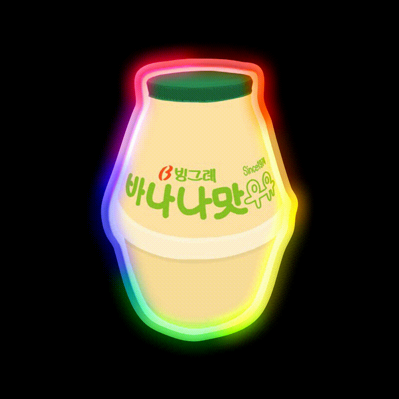 Korean Banana Milk Snack Food Led Neon Sign Rgb Color