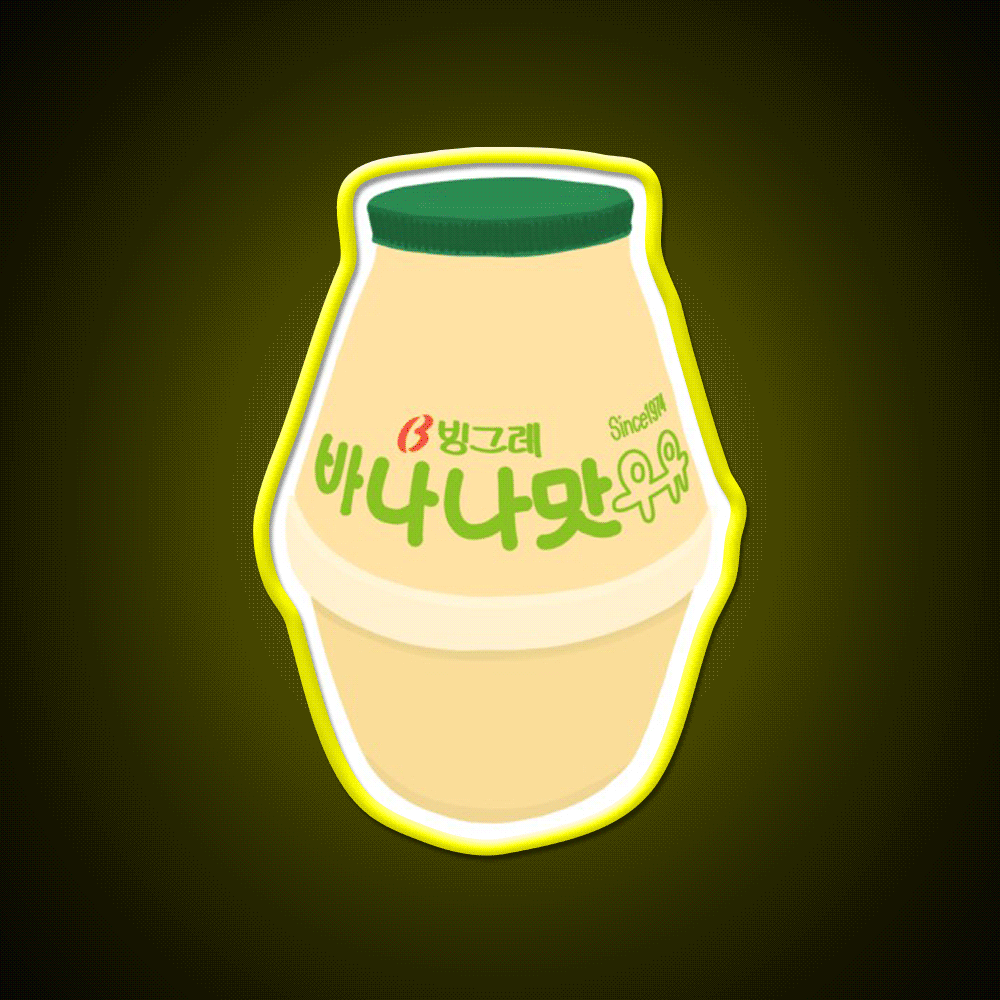 Korean Banana Milk Snack Food Led Neon Sign Rgb Color