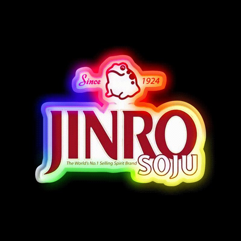 Korean Famous Beverage Jinro Soju Logo Beer Bar Decor Led Neon Sign Rgb Color - LED neon sign close-up detail