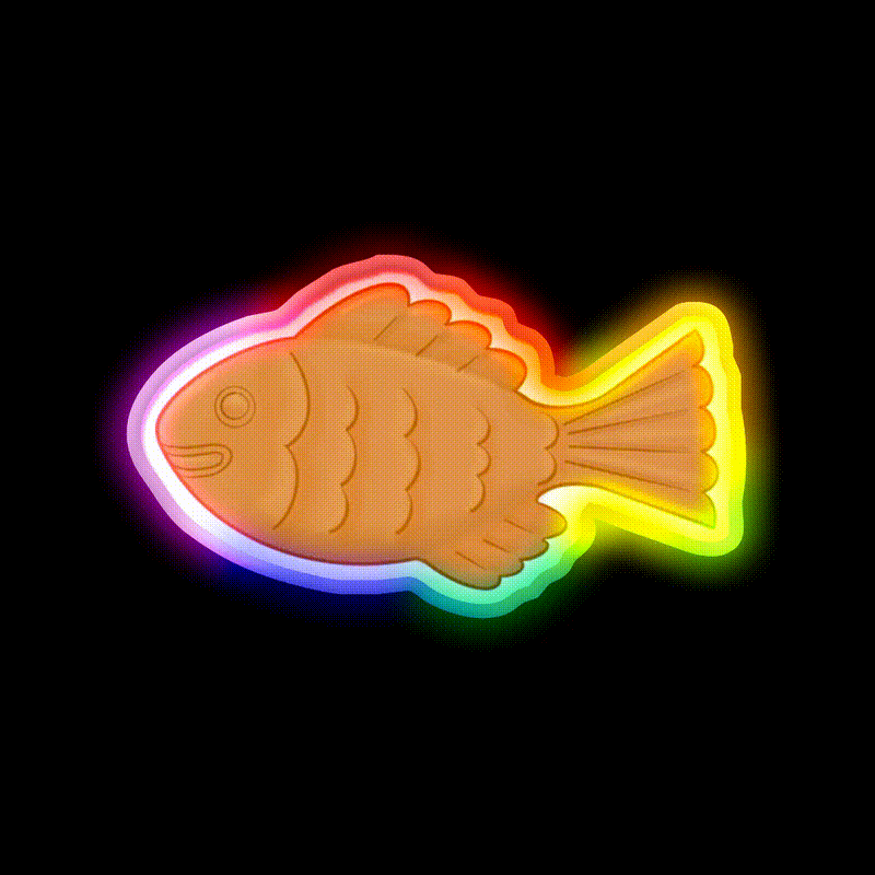 Korean Fish Bread Bungeoppang Snack Food Led Neon Sign Rgb Color - LED neon sign close-up detail