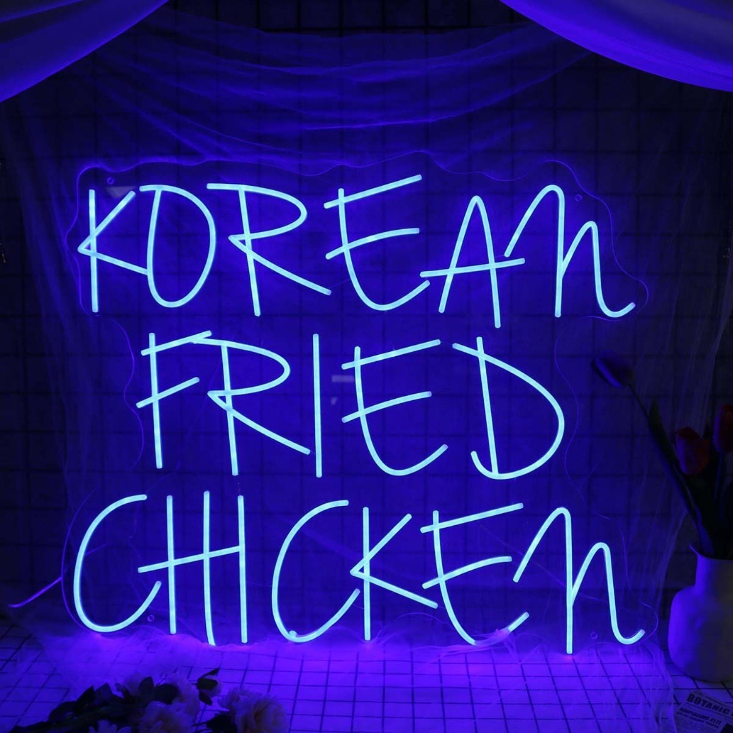 Korean Fried Chicken Blue Led Neon Sign | Shineneon