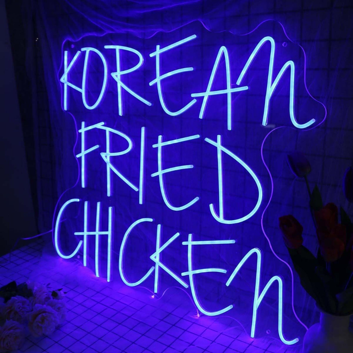 Korean Fried Chicken Blue Led Neon Sign | Shineneon
