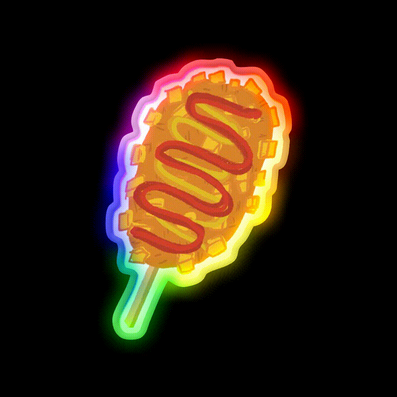 Korean Hot Dog Snack Food Led Neon Sign Rgb Color - LED neon sign close-up detail