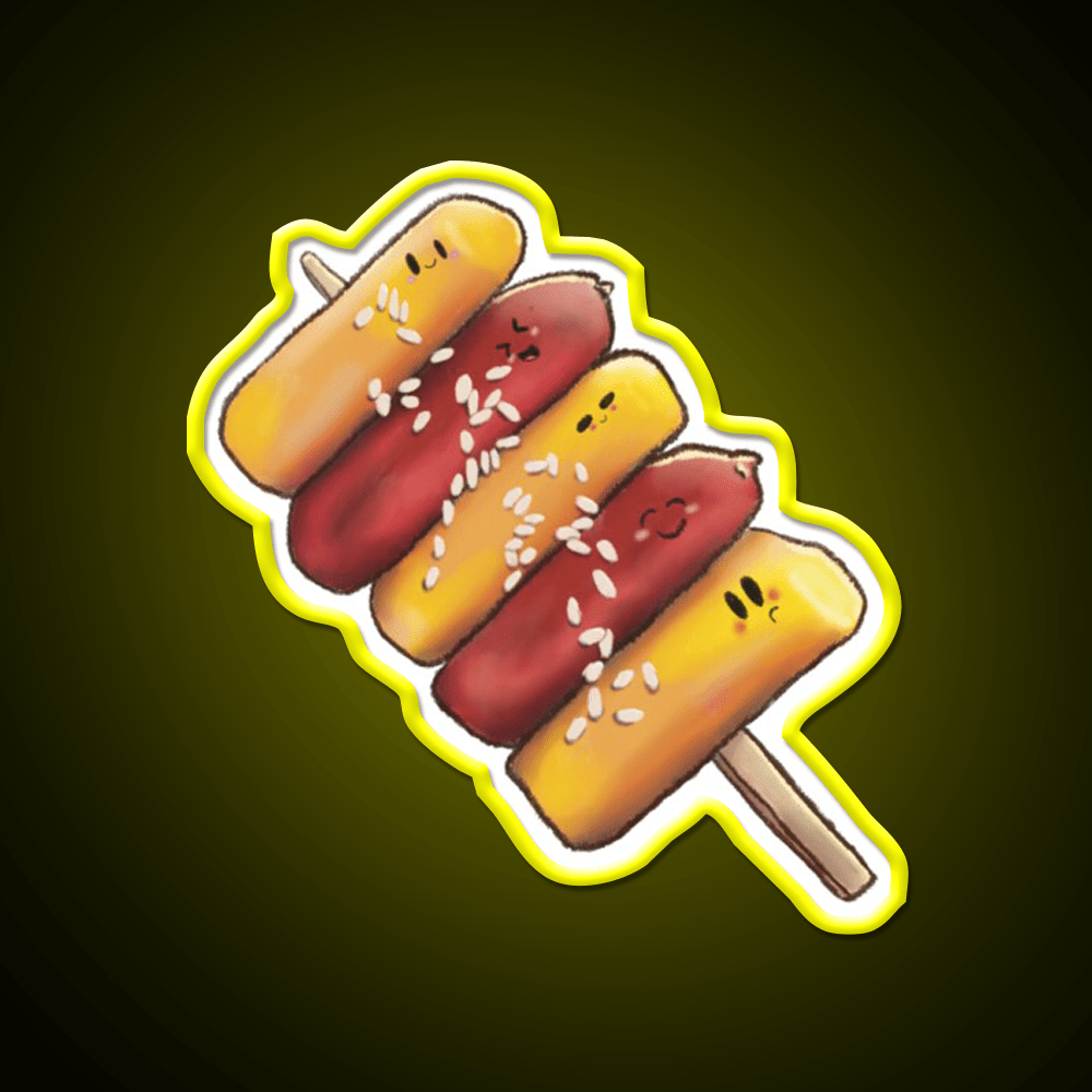 Korean So Tteok So Tteok Sausage Rice Cake Snack Food Led Neon Sign Rgb Color - Shineneon
