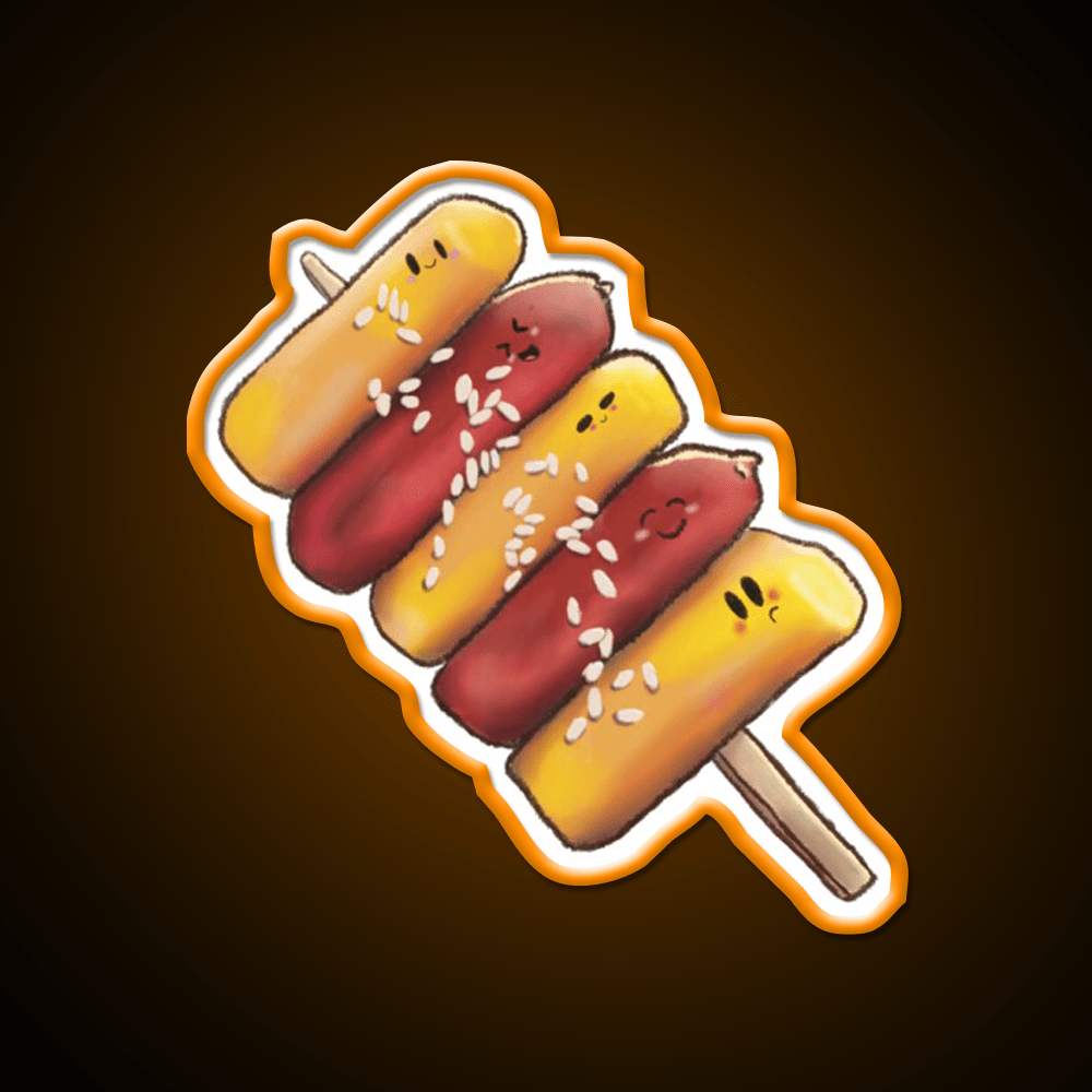 Korean So Tteok So Tteok Sausage Rice Cake Snack Food Led Neon Sign Rgb Color - Shineneon