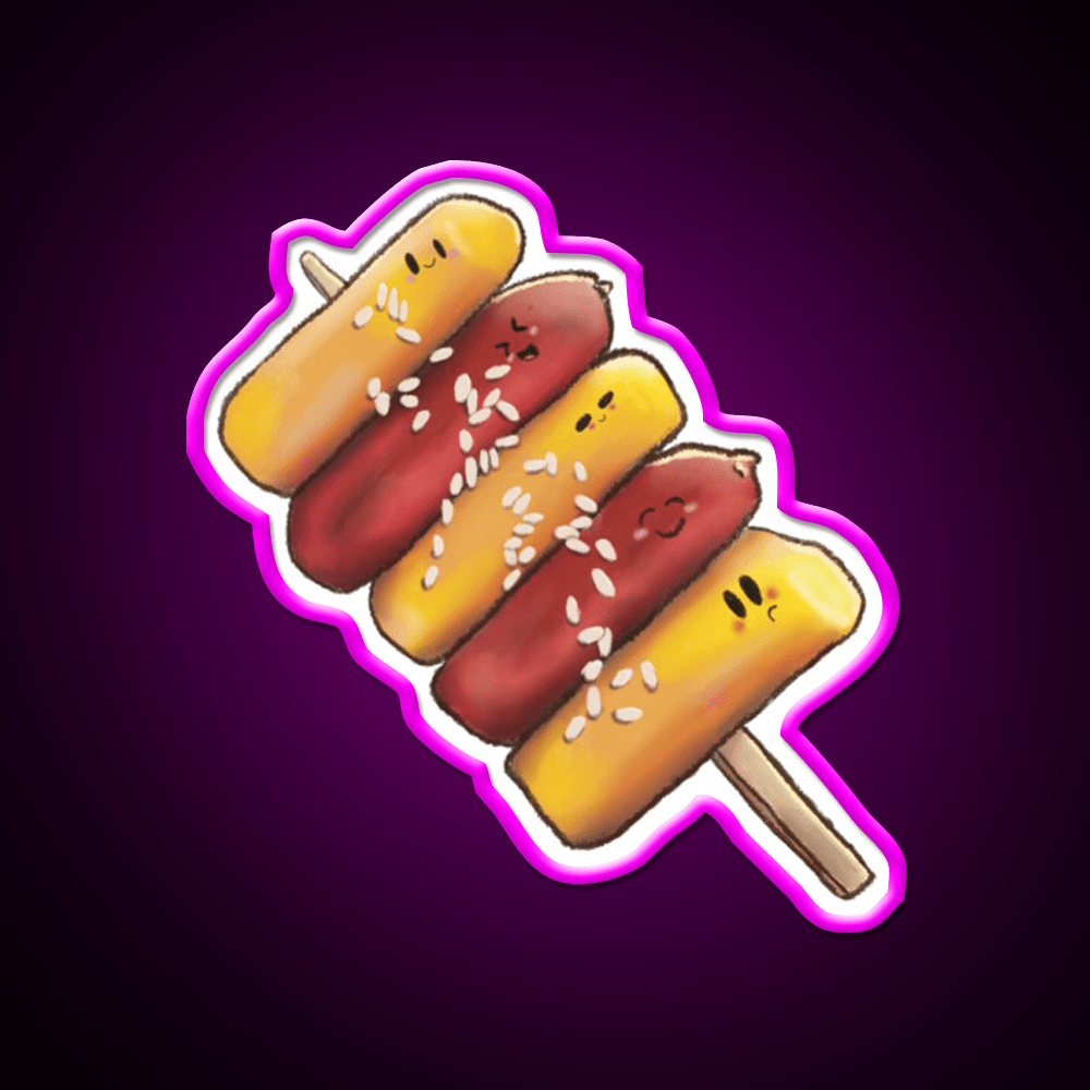 Korean So Tteok So Tteok Sausage Rice Cake Snack Food Led Neon Sign Rgb Color - Shineneon