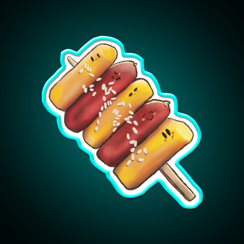 Korean So Tteok So Tteok Sausage Rice Cake Snack Food Led Neon Sign Rgb Color - Shineneon