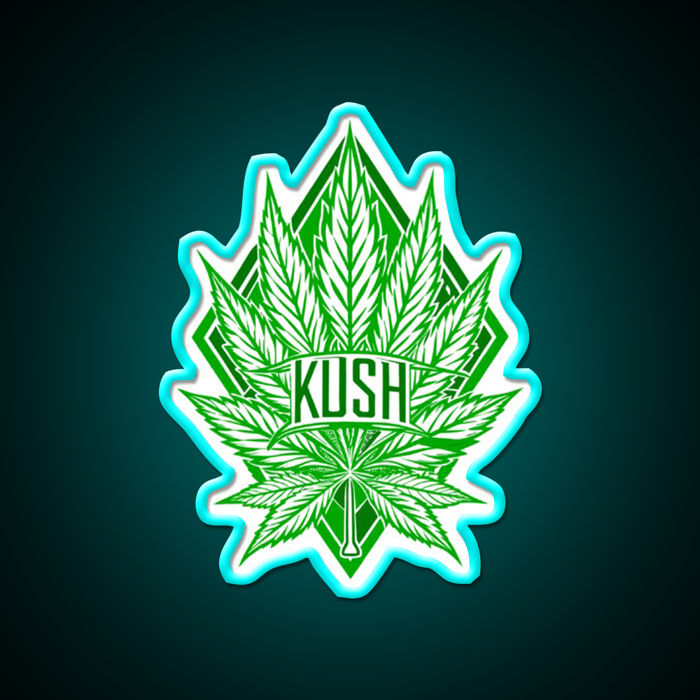 Kush Leaf Hemp Inspired Green Leaf Led Neon Sign Rgb Color - Size and dimension reference