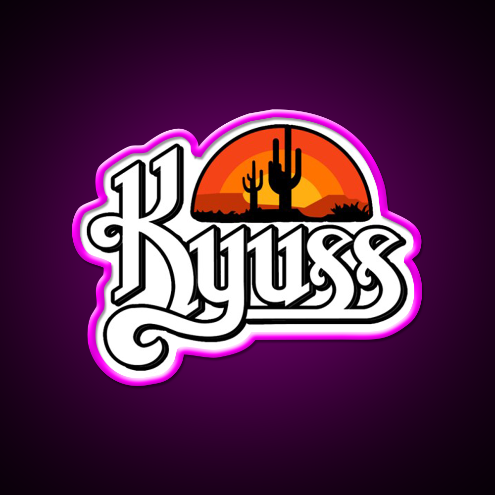 Kyuss American Stoner Rock Hemp Inspired Green Leaf Led Neon Sign Rgb Color - Neon sign mounted on wall in room