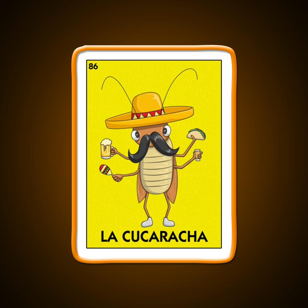 La Cucaracha Mexican Bingo With Taco And Beer Bar Decor Led Neon Sign Rgb Color - LED neon sign view 6