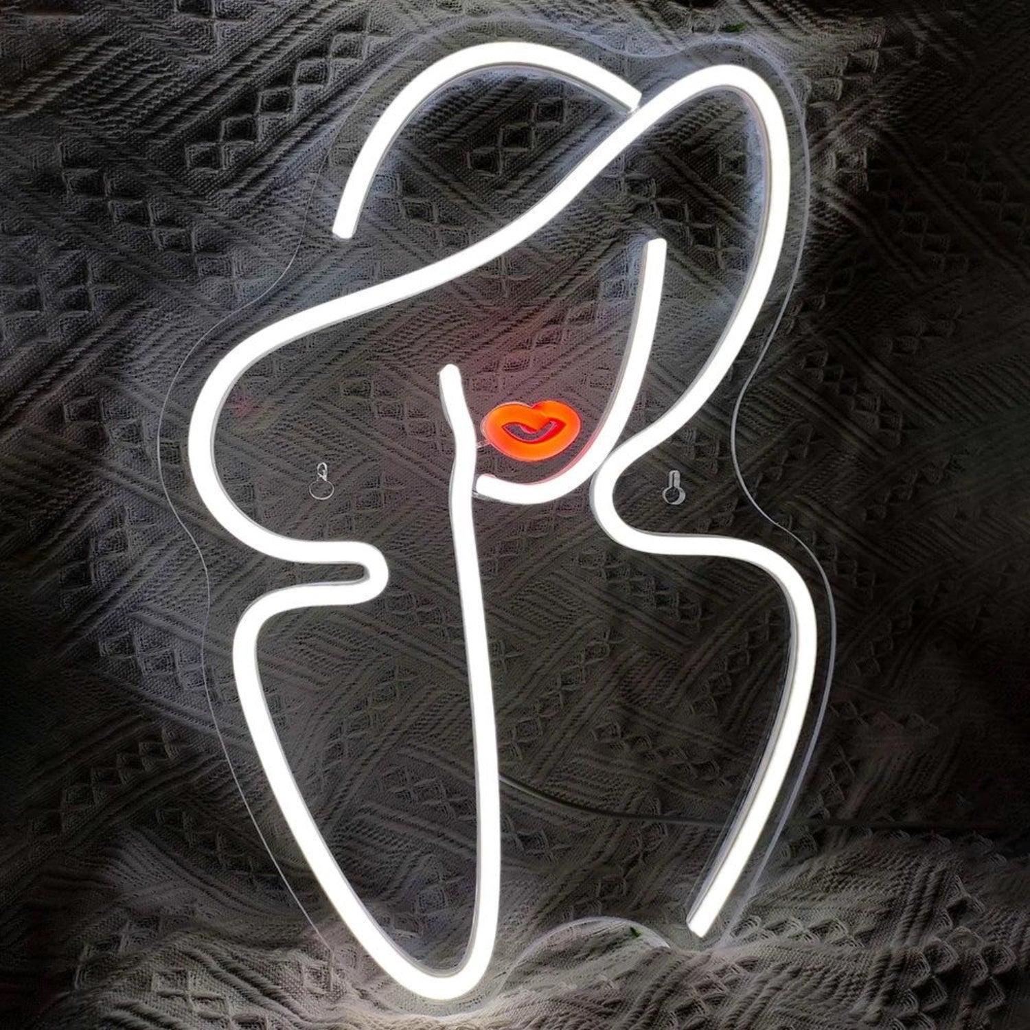 Lady Silhouette White And Orange - Red Led Neon Sign Home Bar Store Decor - Shineneon