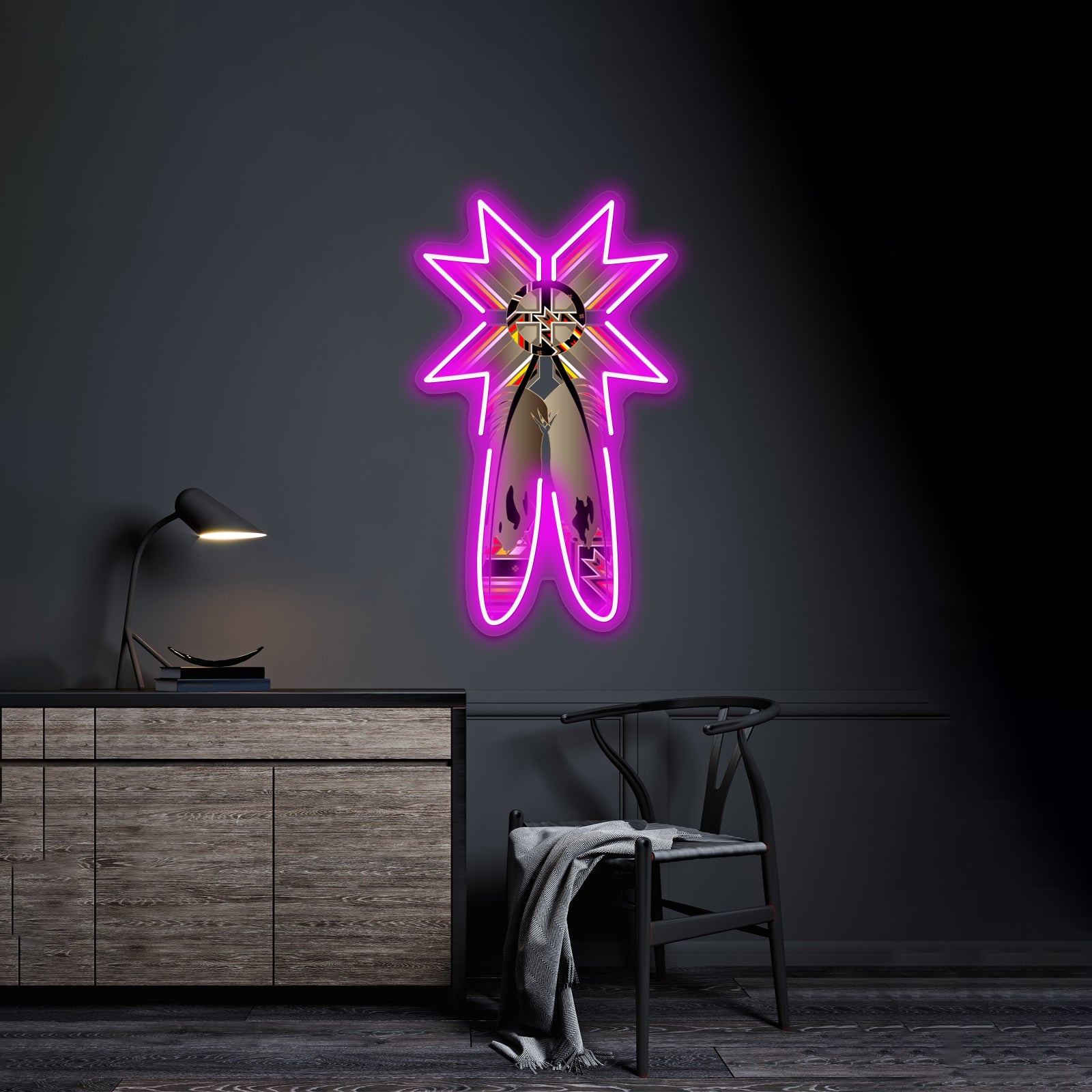 Lakota Design Artwork Neon Light Signs Custom - LED neon sign close-up detail
