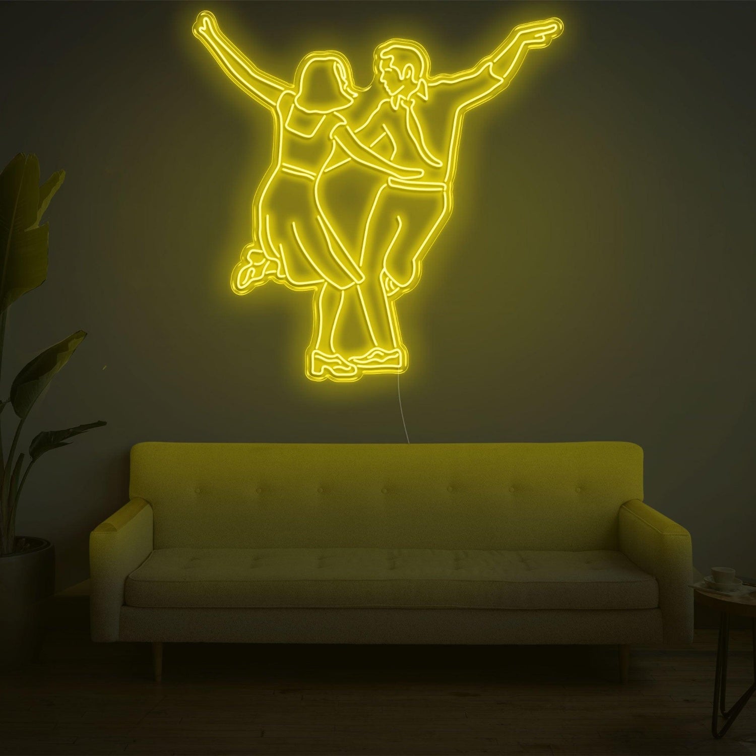 Lala Land White Dancing Couple Led Neon Sign For Modern Living Room Home Decor | Shineneon