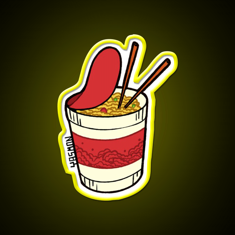 Lamen Cup Fast Food Led Neon Sign For Burger Place Rgb Color