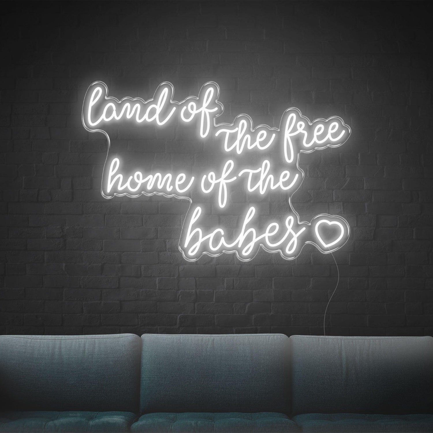 Land Of The Free Home Of The Babes Green Glow Led Neon Sign For Home Decor | Shineneon