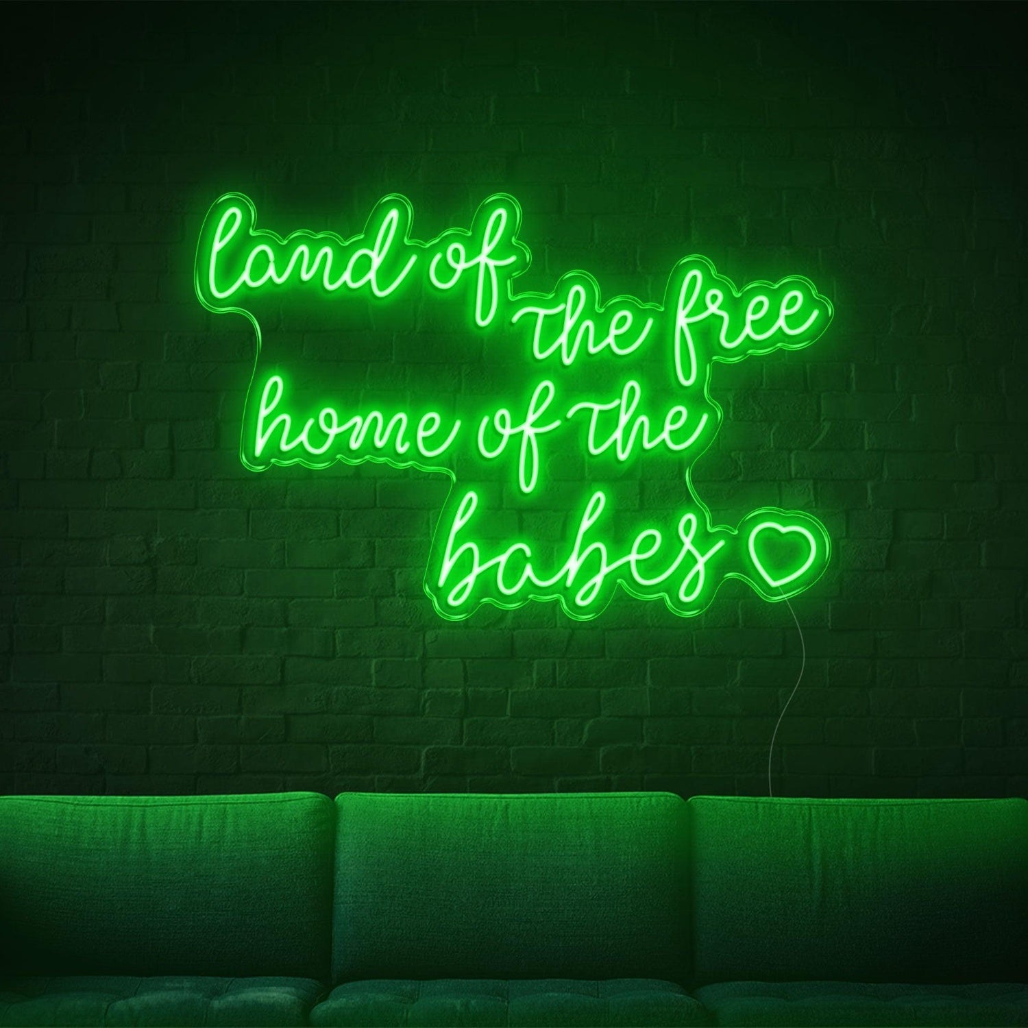 Land Of The Free Home Of The Babes Green Glow Led Neon Sign For Home Decor | Shineneon