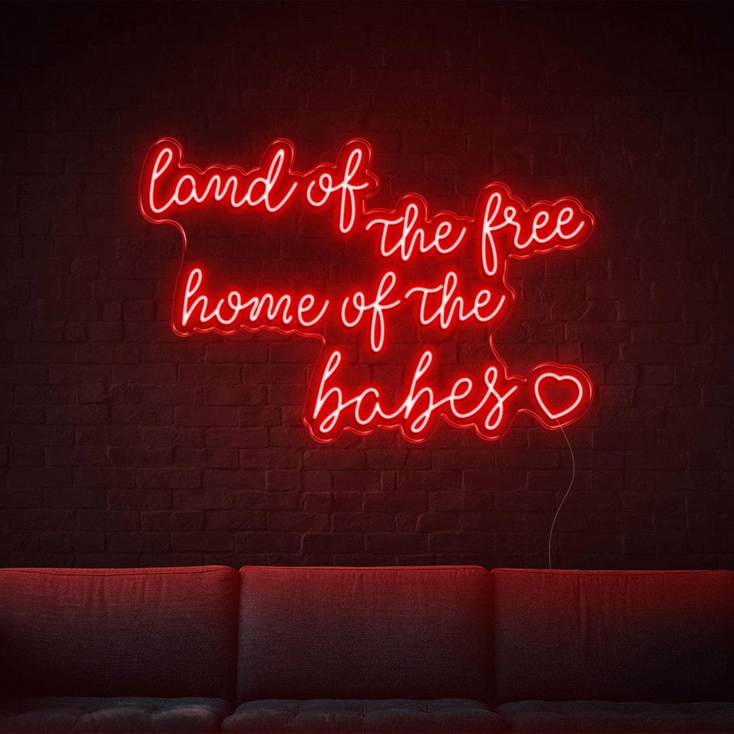 Land Of The Free Home Of The Babes Green Glow Led Neon Sign For Home Decor | Shineneon