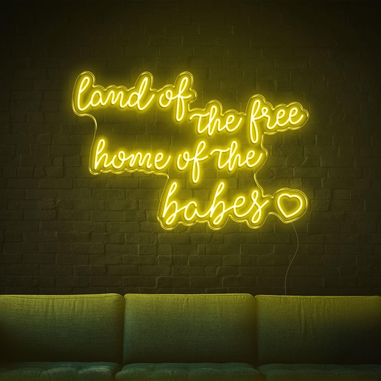 Land Of The Free Home Of The Babes Green Glow Led Neon Sign For Home Decor | Shineneon