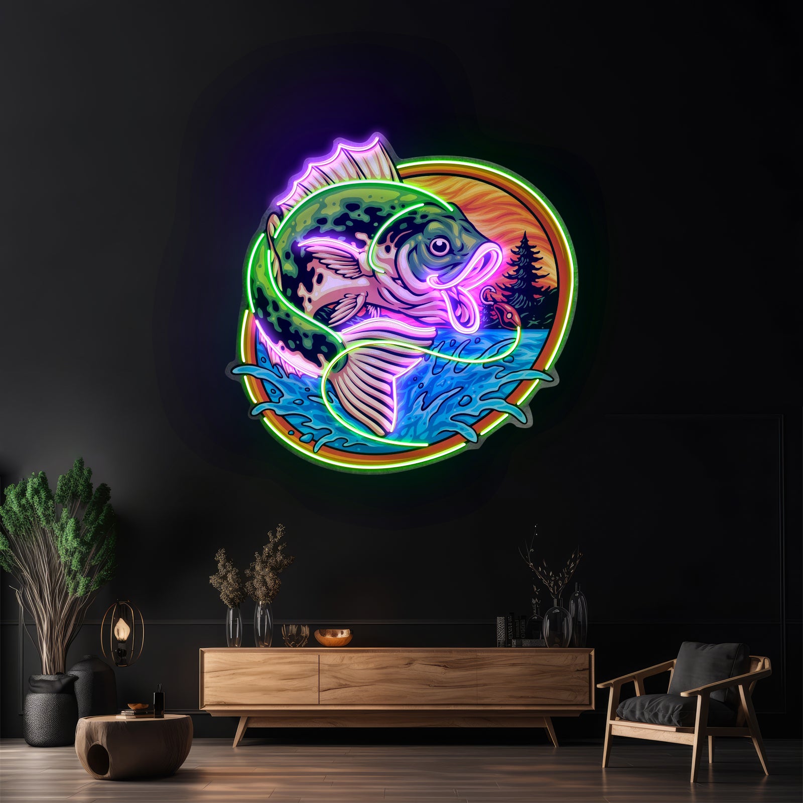 Largemouth Fishing Led Neon Sign Light Custom Led Signs