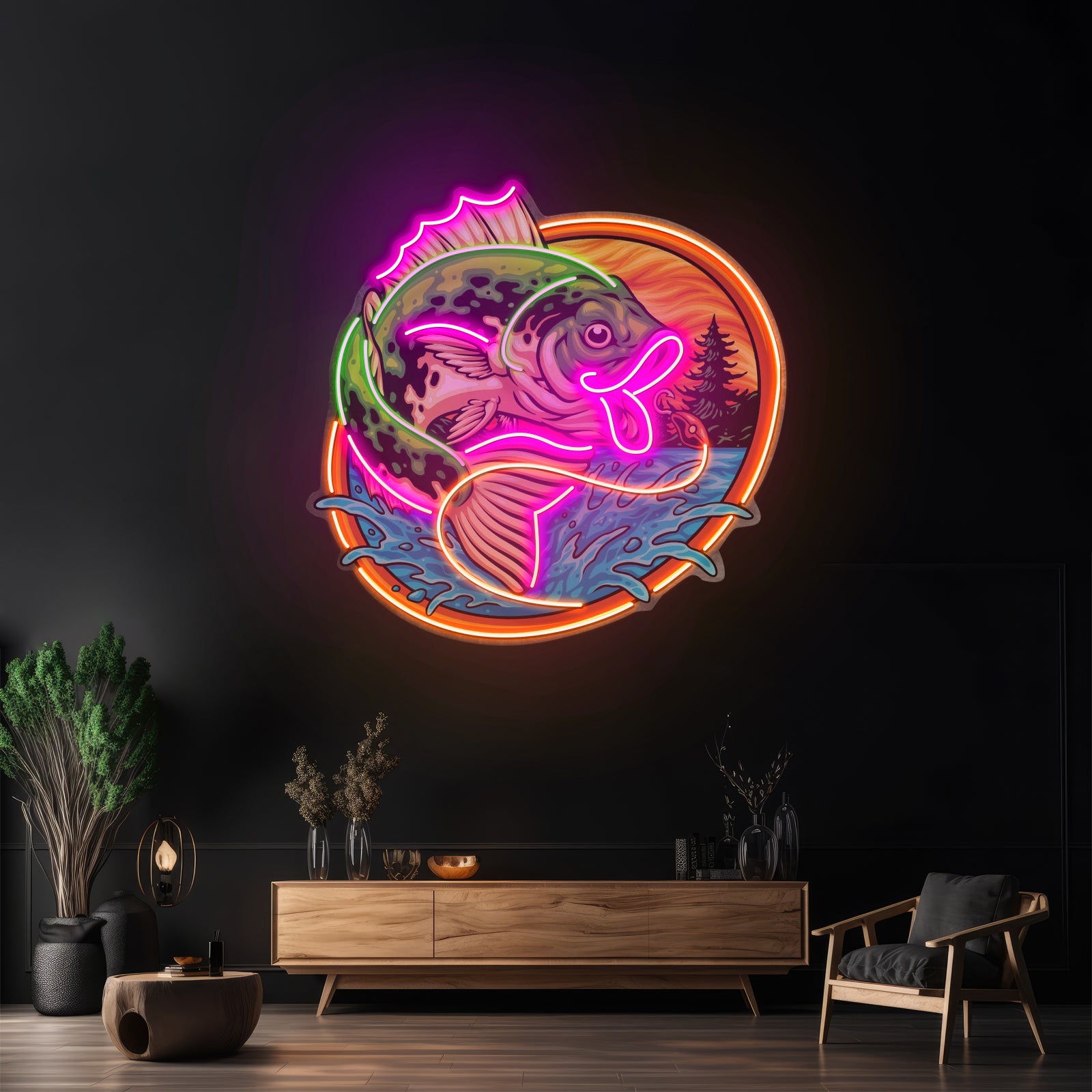 Largemouth Fishing Led Neon Sign Light Custom Led Signs