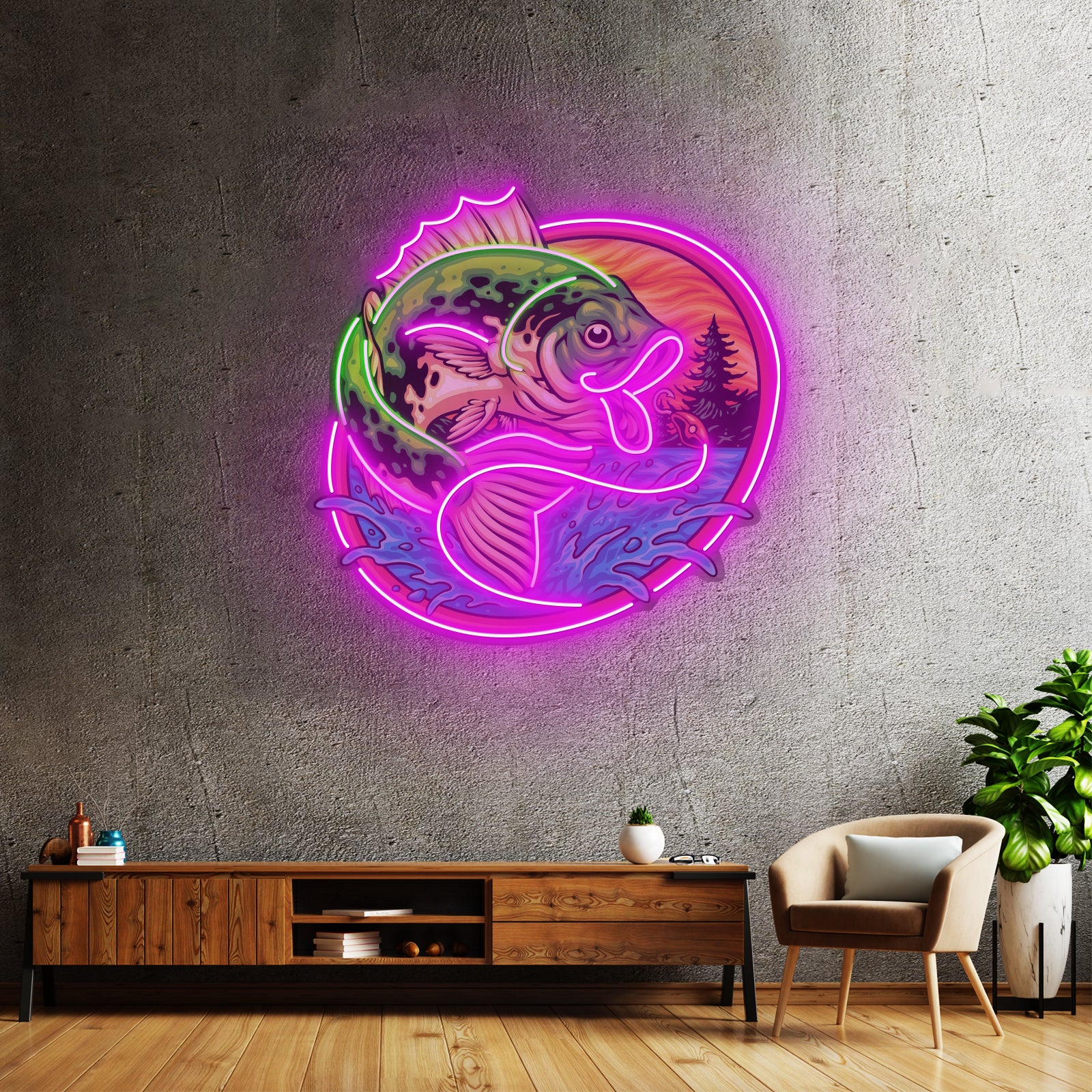 Largemouth Fishing Led Neon Sign Light Custom Led Signs