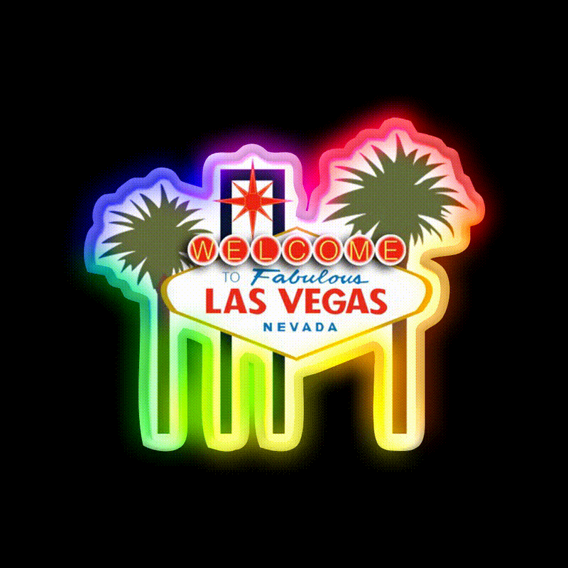 Las Vegas Sign Welcome Led Neon Sign Open Sign Rgb Color - LED neon sign close-up detail